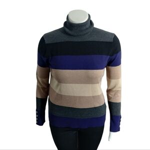 Investments  Stripe Long Turtleneck Sweater Womens Size L Casual, Soft, Lagenloo